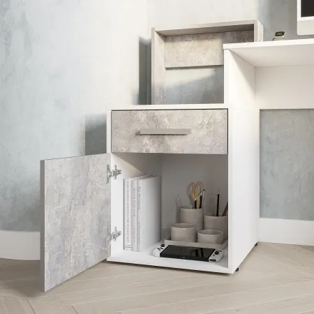 Стол компьютерный "Лайф" (Белый/бетон)