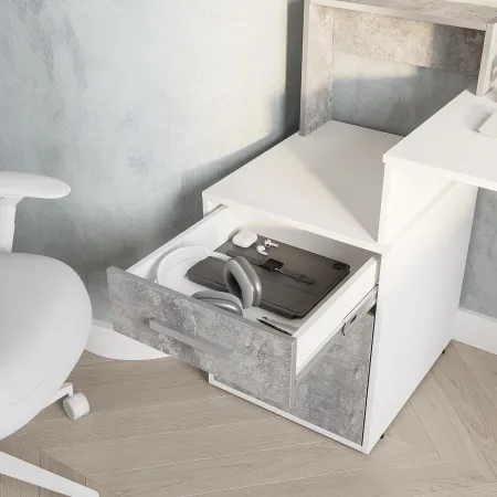 Стол компьютерный "Лайф" (Белый/бетон)