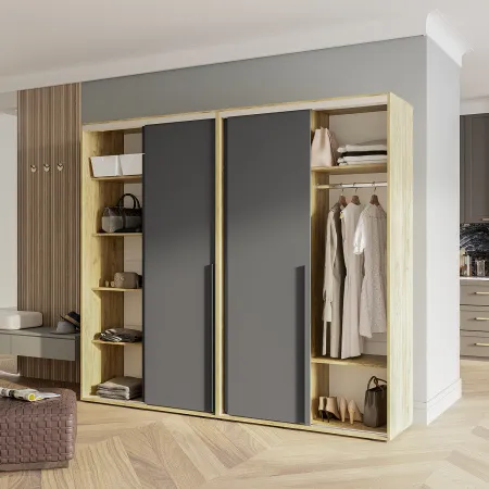 Шкаф-купе "Мебелони" ШКК-11 (МБ) (крафт/графит)