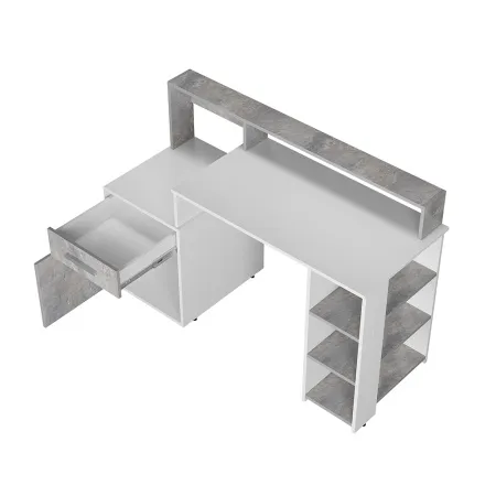 Стол компьютерный "Лайф" (Белый/бетон)