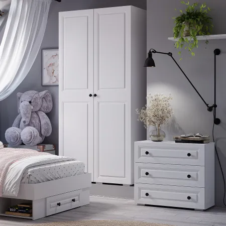 Шкаф 2-х створчатый "Софт" ШК-02 (Белый/Эмаль белая (F26))