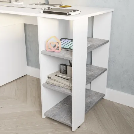 Стол компьютерный "Лайф" (Белый/бетон)