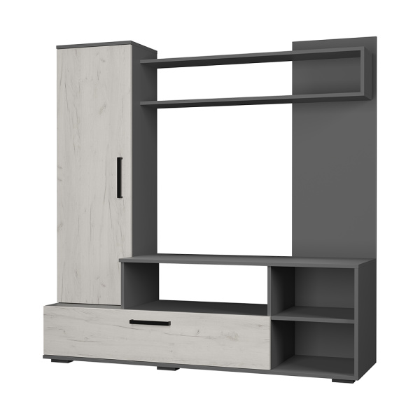 Гостиная "Евро 2" (Графит/Дуб крафт белый)