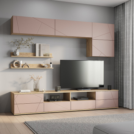 Гостиная "Камелия" ГС-01 (Крафт/шарли пинк (MF13)