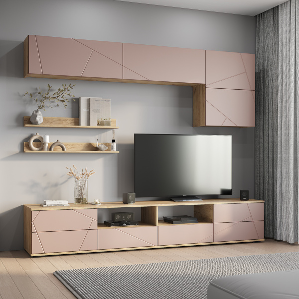 Гостиная "Камелия" ГС-01 (Крафт/шарли пинк (MF13)