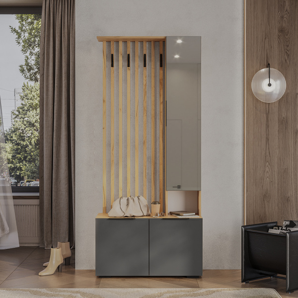 Прихожая "Сандра" ПР-03 (Крафт/Графит)