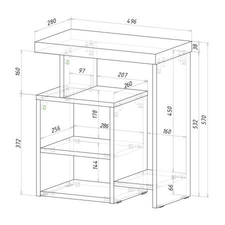 Стол журнальный "Роза" СЖ-01 (графит/дуб кера)