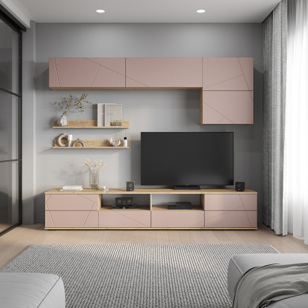 Гостиная "Камелия" ГС-01 (Крафт/шарли пинк (MF13)