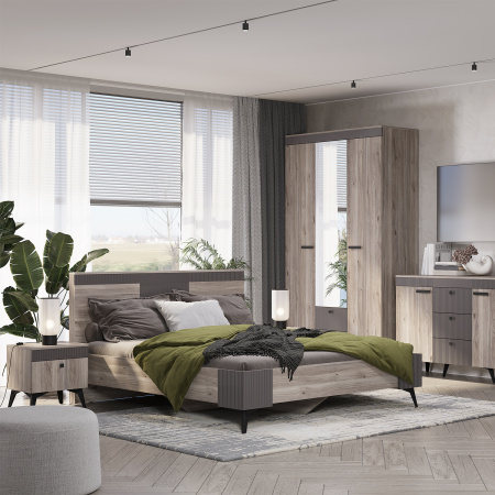 Кровать 1,6 м "Кассандра" КР-19 (Дуб смоки/MF14)