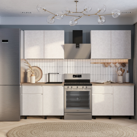 Кухня "Тренд" 1,0 м (МБ) (МДФ) (Белый/белый алебастр золото (М12)/Дуб кера)