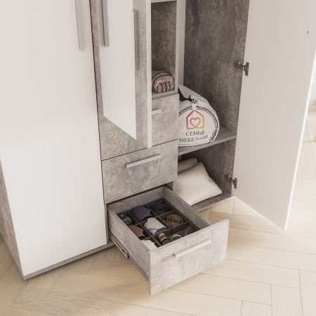 "Инстайл" Шкаф для белья ШК-30 (бетон/белый)