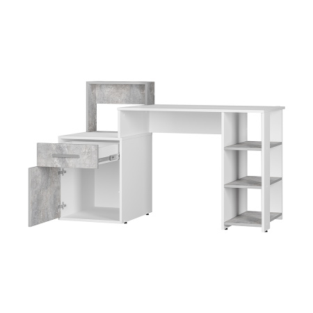 Стол компьютерный "Лайф" (Белый/бетон)