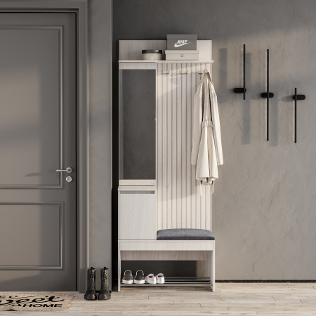 Прихожая "Лама" ПР-07 (Ясень белый/Хром)