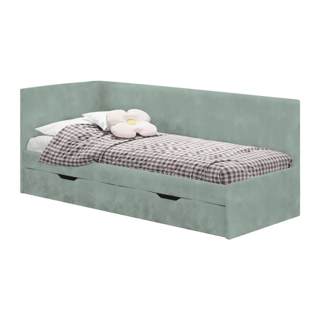 Кровать односпальная "Лео" КР-49 (Белый/Эвкалипт/ЛДСП настил)