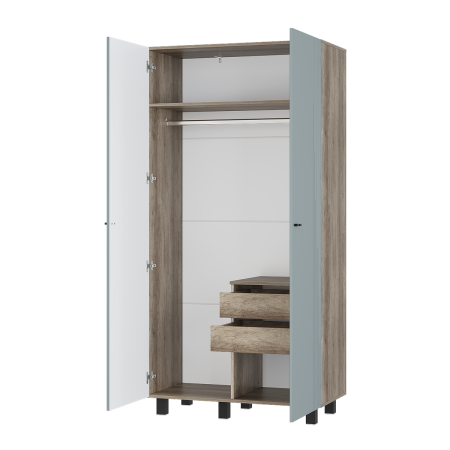 Шкаф 2-х створчатый "Олива" ШК-03 (Дуб каньон/MF11 Шарли бриз )