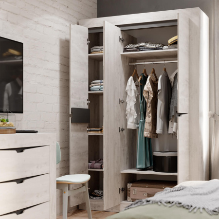 Шкаф 3-х створчатый "Леонардо" ШК-35 (Бетон пайн светлый/графит)