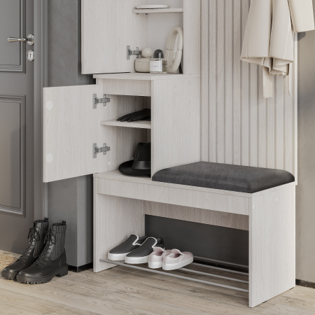 Прихожая "Лама" ПР-07 (Ясень белый/Хром)