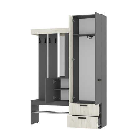 Прихожая "Трамп" (Графит/дуб крафт белый)