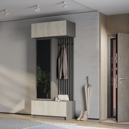 Прихожая "Багира" ПР-03 (Графит/Крафт белый)