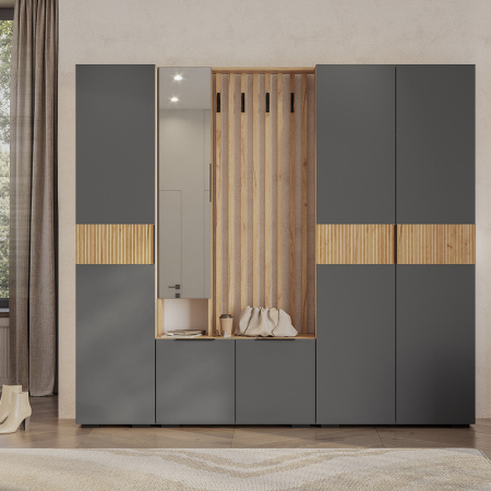 Шкаф 2-х створчатый "Сандра" ШК-04 (Крафт/Графит/Тортуга (M27))