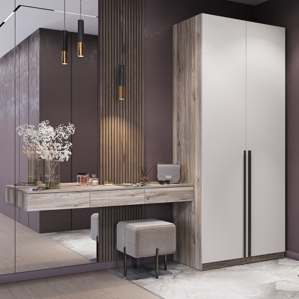 Шкаф 2-х створчатый "Урбан" ШК-03 (дуб смоки/кашемир)