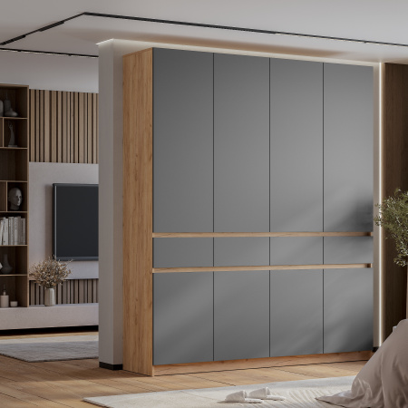 Шкаф 4-х створчатый "Багира" ШК-13 (Крафт/Графит)