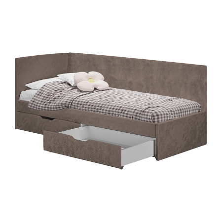 Кровать односпальная "Лео" КР-49 (Белый/Маренго/ЛДСП настил)