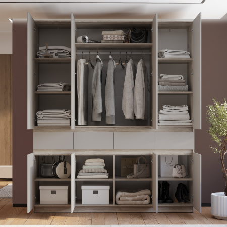 Шкаф 4-х створчатый "Багира" ШК-13 (Дуб смоки/Кашемир)