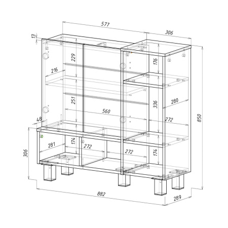 Тумба "Урана" ТБ-17 (Графит/Дуб смоки)