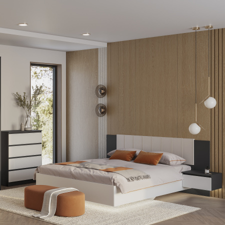 Кровать 1,6 м "Шарм" КР-18 (Белый/ Графит)