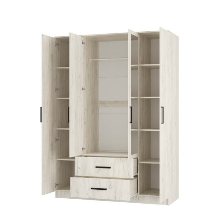 "Фиеста" шкаф 4-х створчатый (дуб крафт белый)