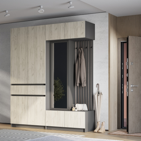 Прихожая "Багира" ПР-03 (Графит/Крафт белый)