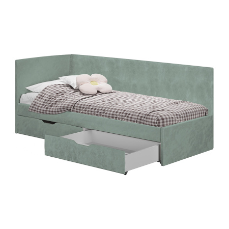 Кровать односпальная "Лео" КР-49 (Белый/Эвкалипт/ЛДСП настил)