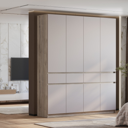 Шкаф 4-х створчатый "Багира" ШК-13 (Дуб смоки/Кашемир)