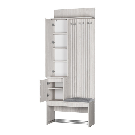 Прихожая "Лама" ПР-07 (Ясень белый/Хром)