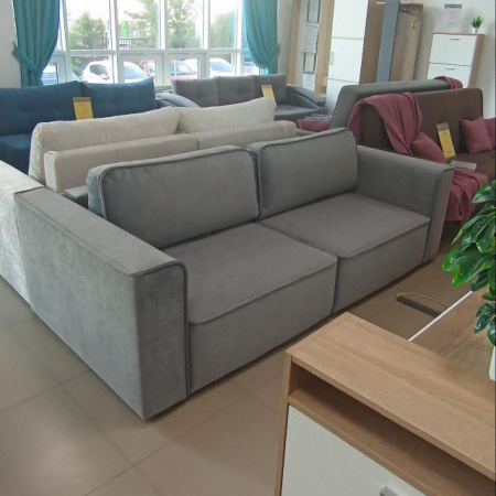 Диван прямой Бергамо выкатной 2х секционный НПБ (ткань: Model Dark Grey)
