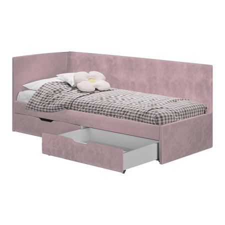 Кровать односпальная "Лео" КР-49 (Белый/Шарли пинк/ЛДСП настил)