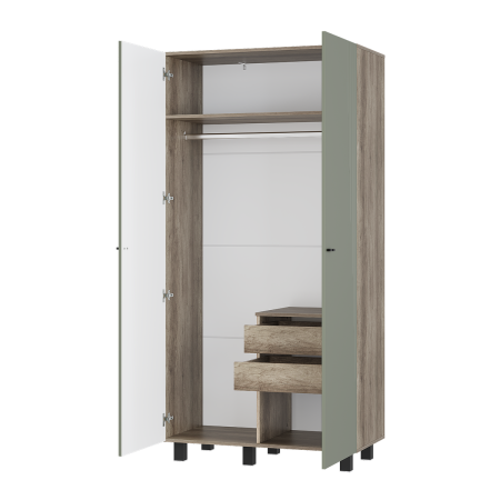 Шкаф 2-х створчатый "Олива" ШК-03 (Дуб каньон/MF12 Эвкалипт)