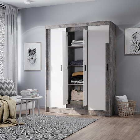 Шкаф-купе "Смарт" ШКК-06 (Цемент светлый/белый)