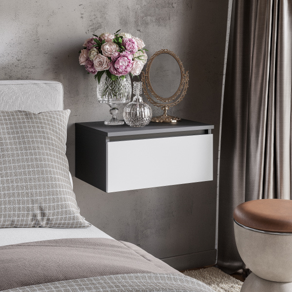Тумба прикроватная "Шарм" ТБ-11 (Графит/ Белый)
