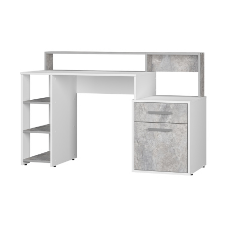 Стол компьютерный "Лайф" (Белый/бетон)