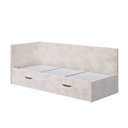 Кровать односпальная "Лео" КР-49 (Белый/Миндаль/ЛДСП настил)