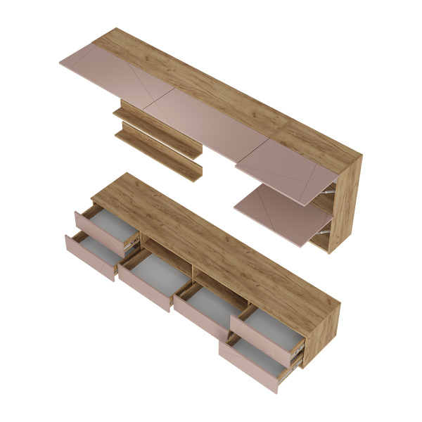 Гостиная "Камелия" ГС-01 (Крафт/шарли пинк (MF13)