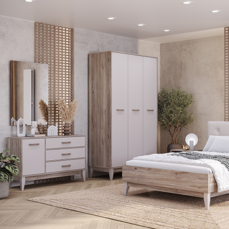 Шкаф 3-х створчатый "Скандика" ШК-09 (дуб смоки/кашемир)