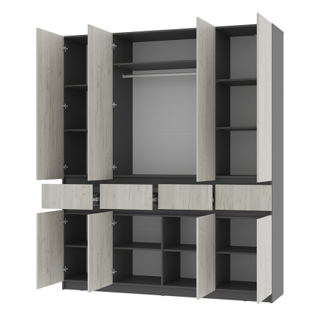 Шкаф 4-х створчатый "Багира" ШК-13 (Графит/Крафт белый)