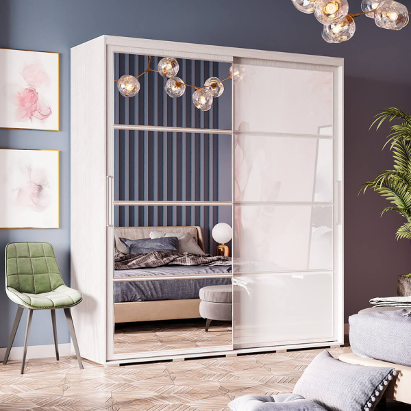 Шкаф-купе "Крафт-6" ШКК-06 (Ясень белый)