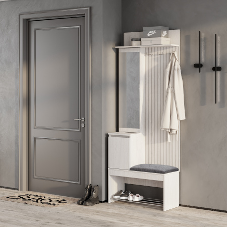 Прихожая "Лама" ПР-07 (Ясень белый/Хром)