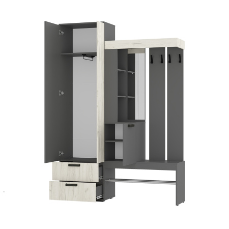 Прихожая "Трамп" (Графит/дуб крафт белый)