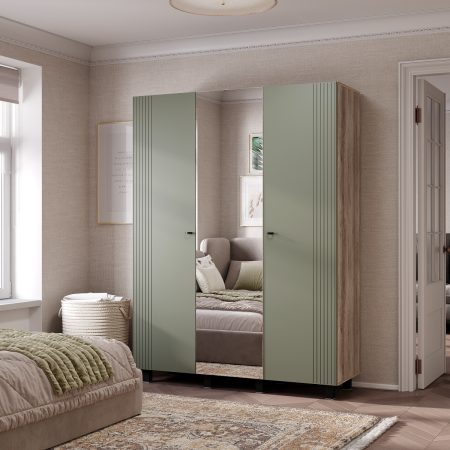 Шкаф 3-х створчатый "Олива" ШК-08 (Дуб каньон/MF12 Эвкалипт)