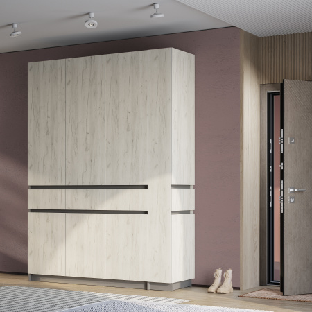 Шкаф стеллаж "Багира" ШК-16 (Графит/Крафт белый)